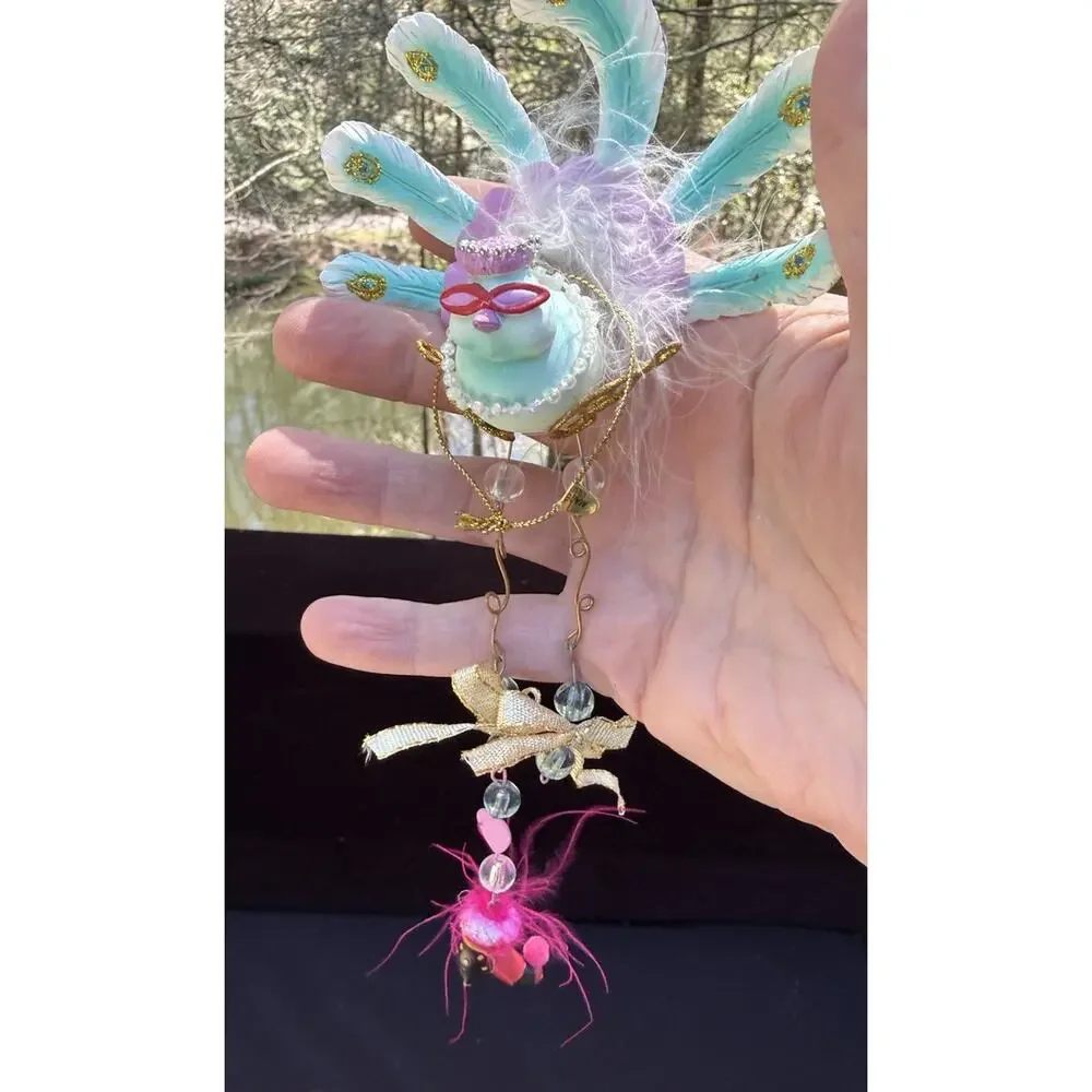 Vintage Katherines Collection Dangle Leg Peacock Christmas Ornament Rare! -K2